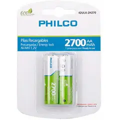 PHILCO - PILAS PRE-CARGADAS BLISTER 2 PILAS AA 2700 MAH
