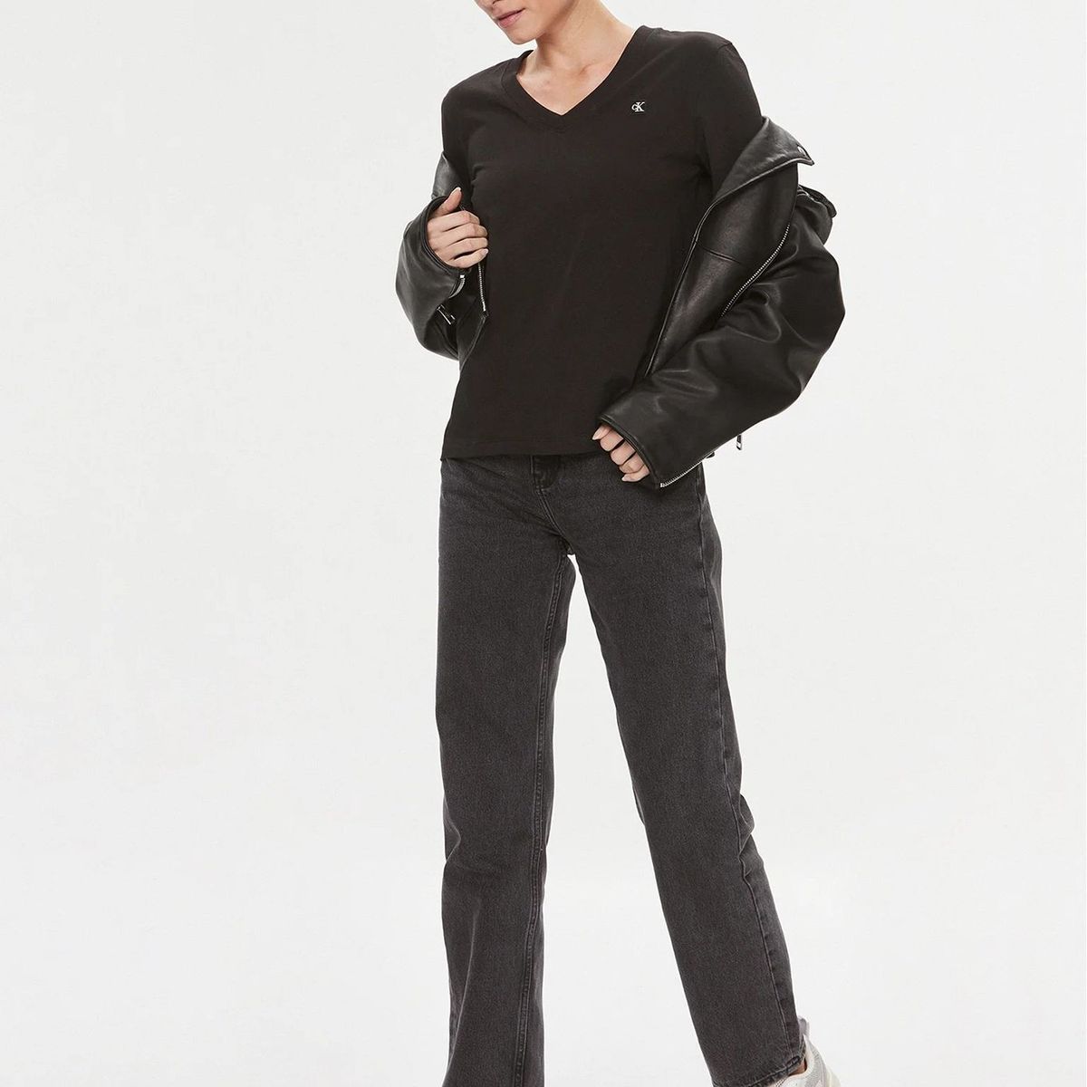 CALVIN KLEIN - Polera Ck Embro Badge V-Neck