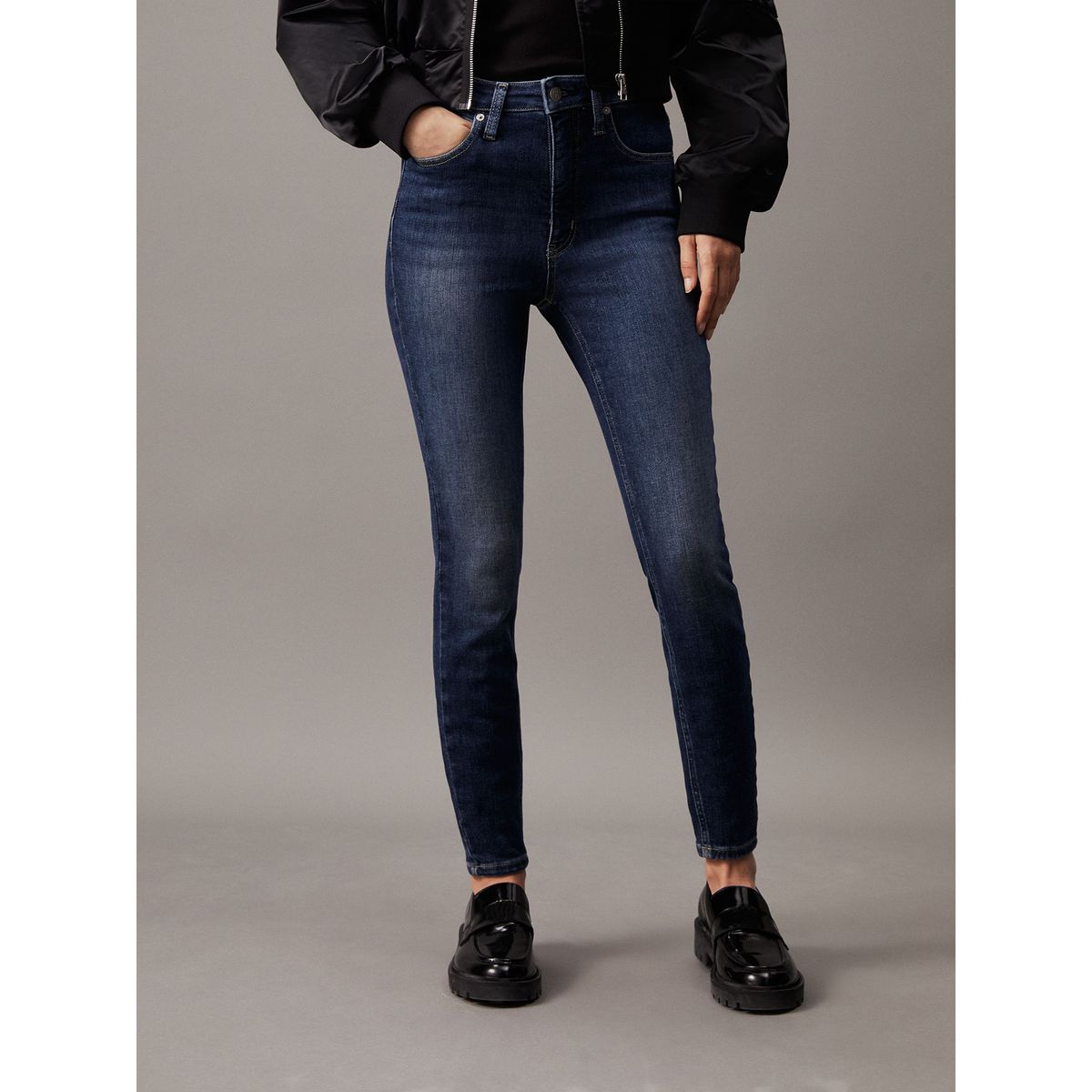 CALVIN KLEIN - Jeans High Rise Super Skinny Ankle Azul Calvin Klein