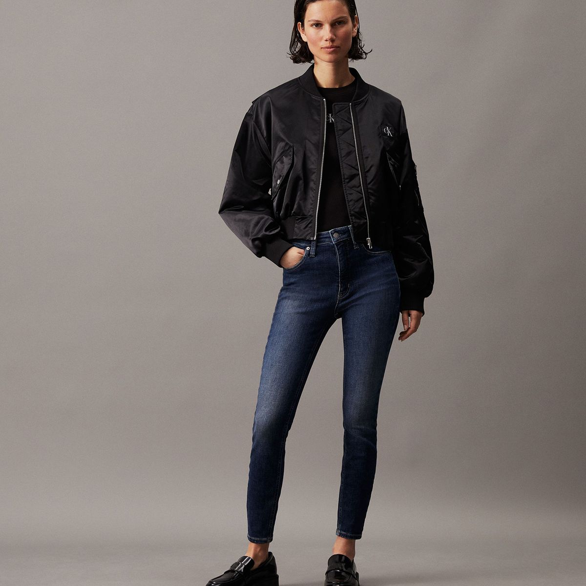 CALVIN KLEIN - Jeans High Rise Super Skinny Ankle Azul Calvin Klein