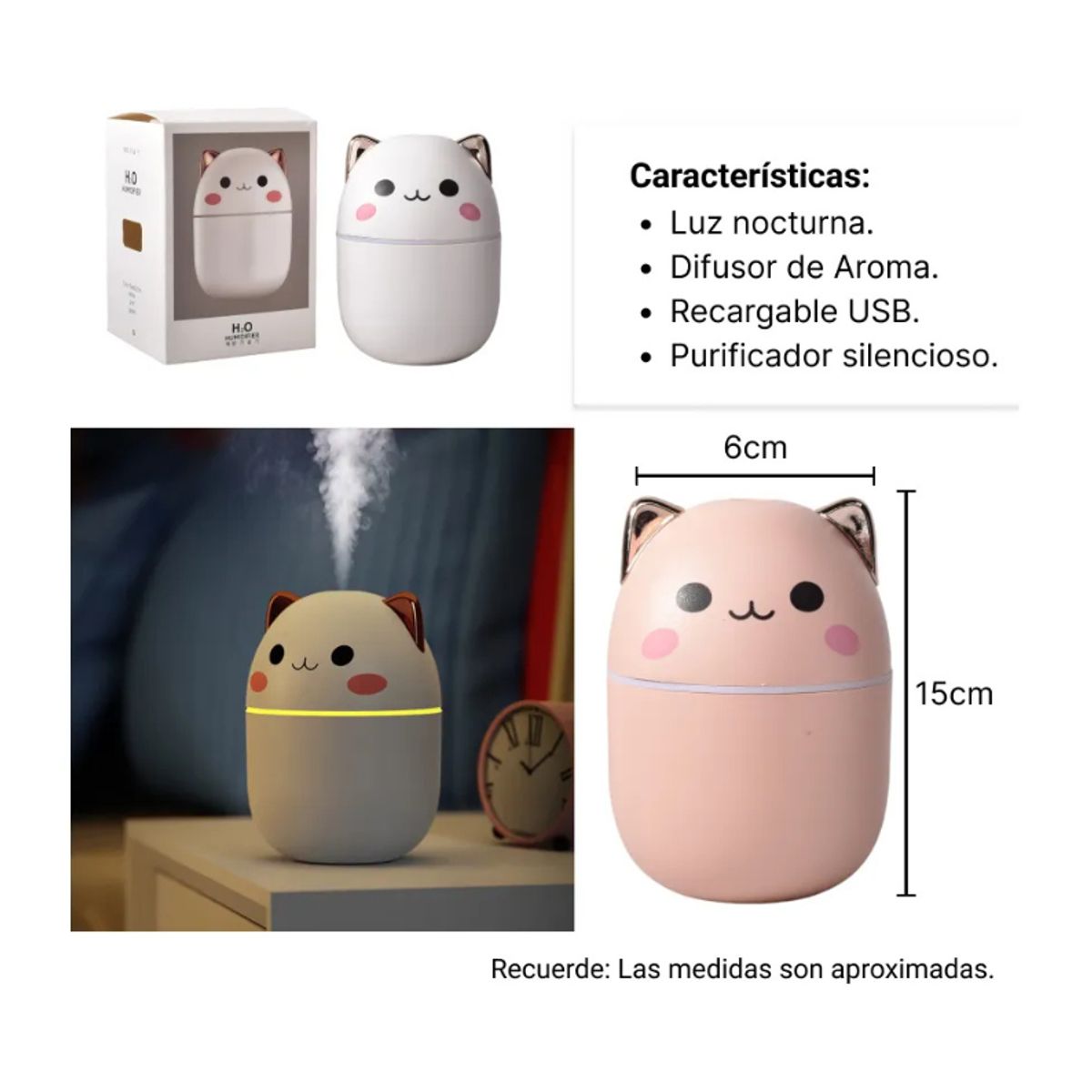 GENERICO - Mini Humidificador de aire diseño gato