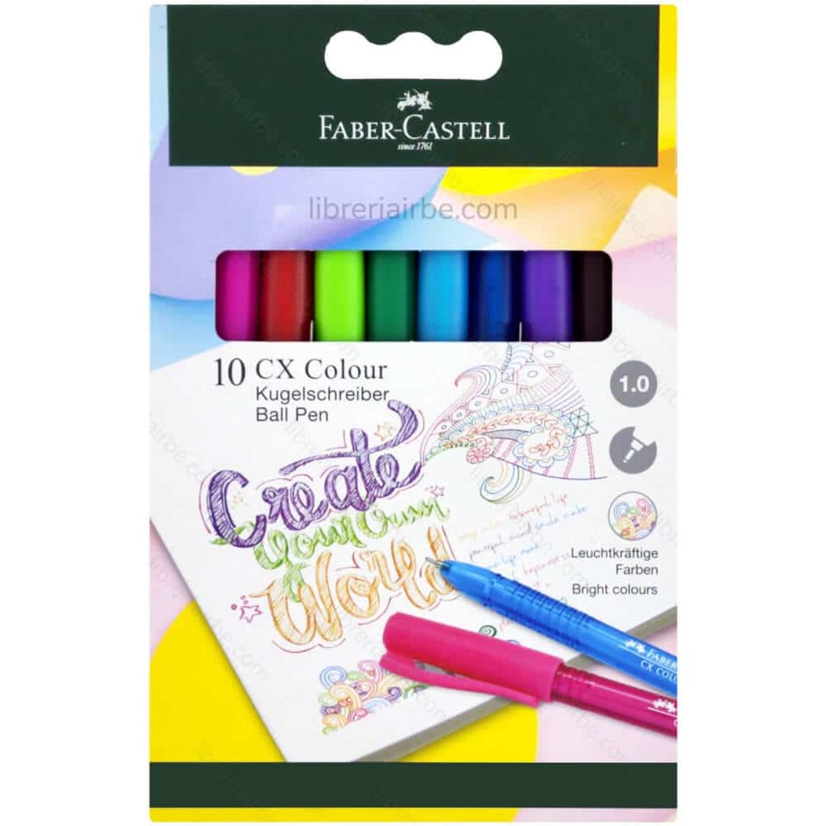 FABER-CASTELL - Bolígrafo CX Colour Faber-Castell x10 Colores