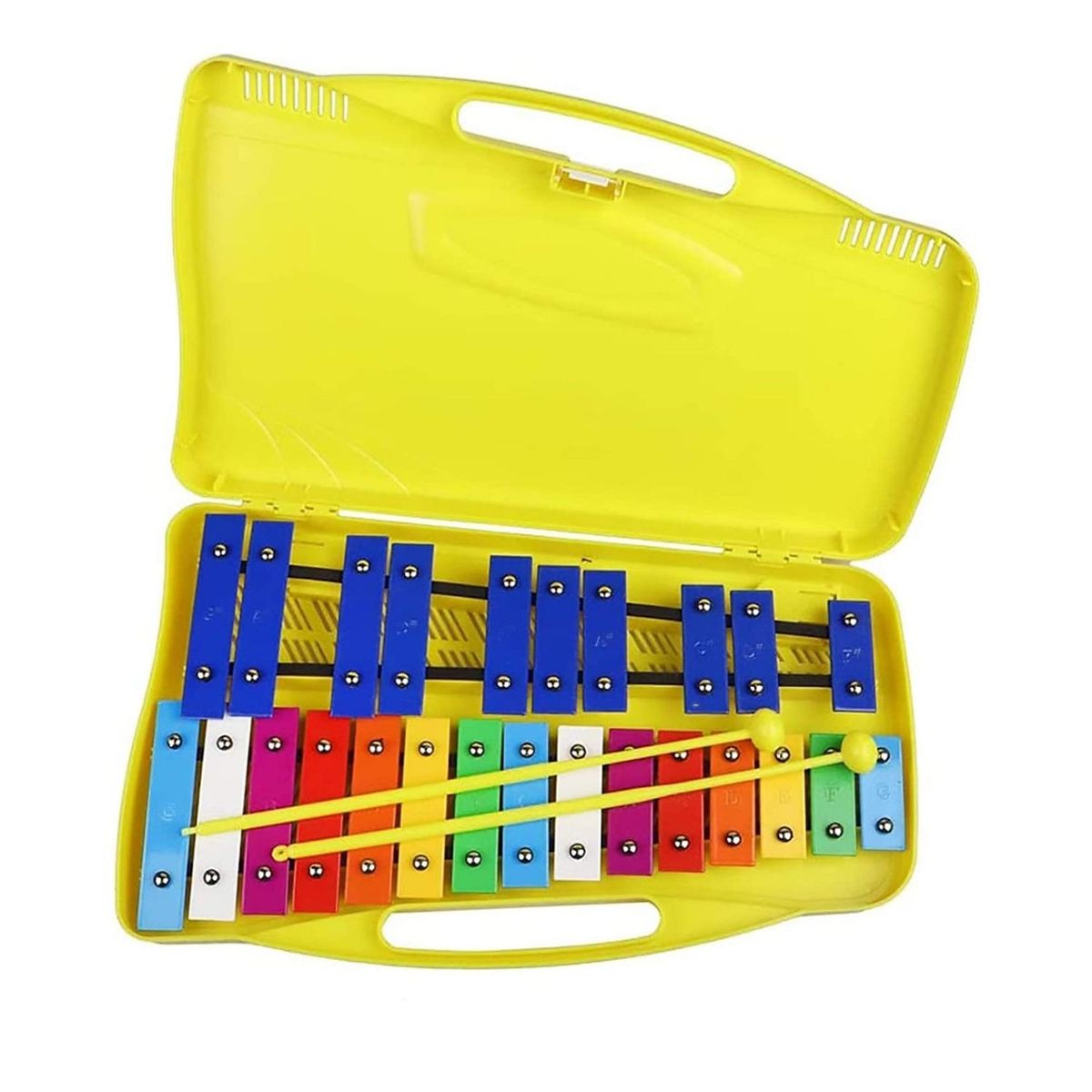 IMPORTCLICK - Metalófono Amarillo Cromático 25 Notas Infantil Colores Profesional