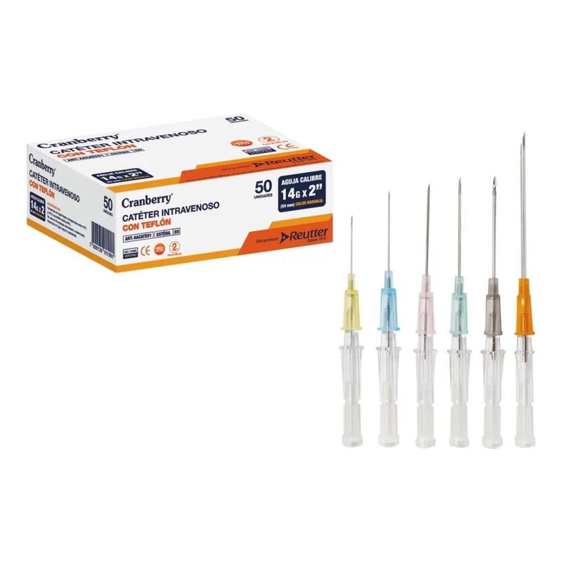 REUTTER - Catéter Intravenoso 22g X 1 Color Azul. Caja De 50 Unidades