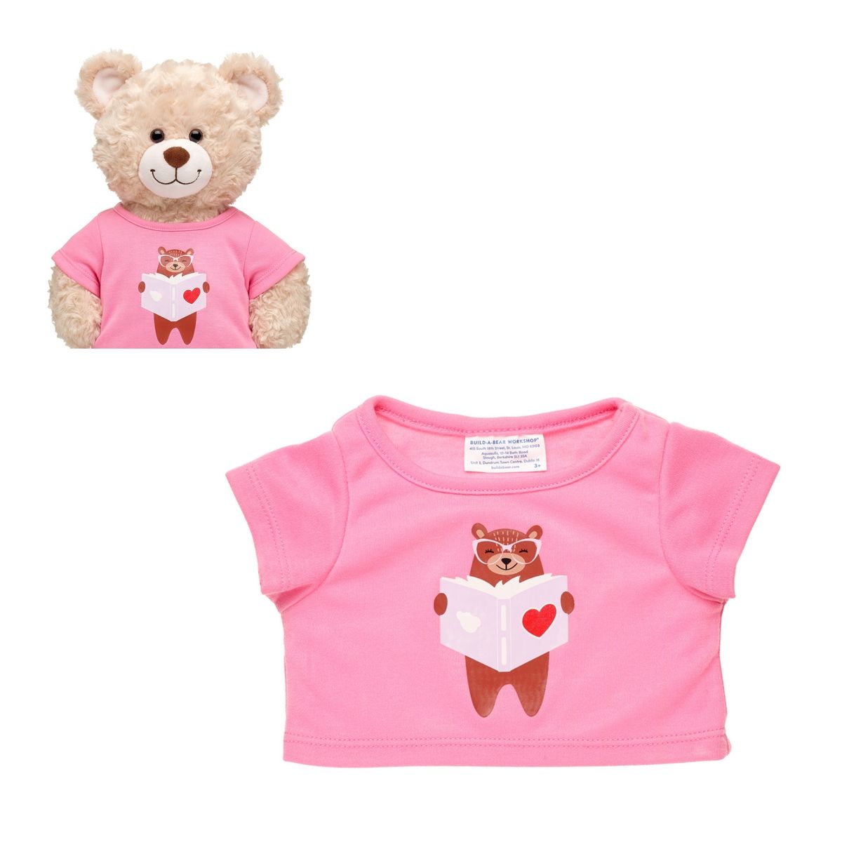 BUILD A BEAR - Polera Build a Bear oso lector algodón suave