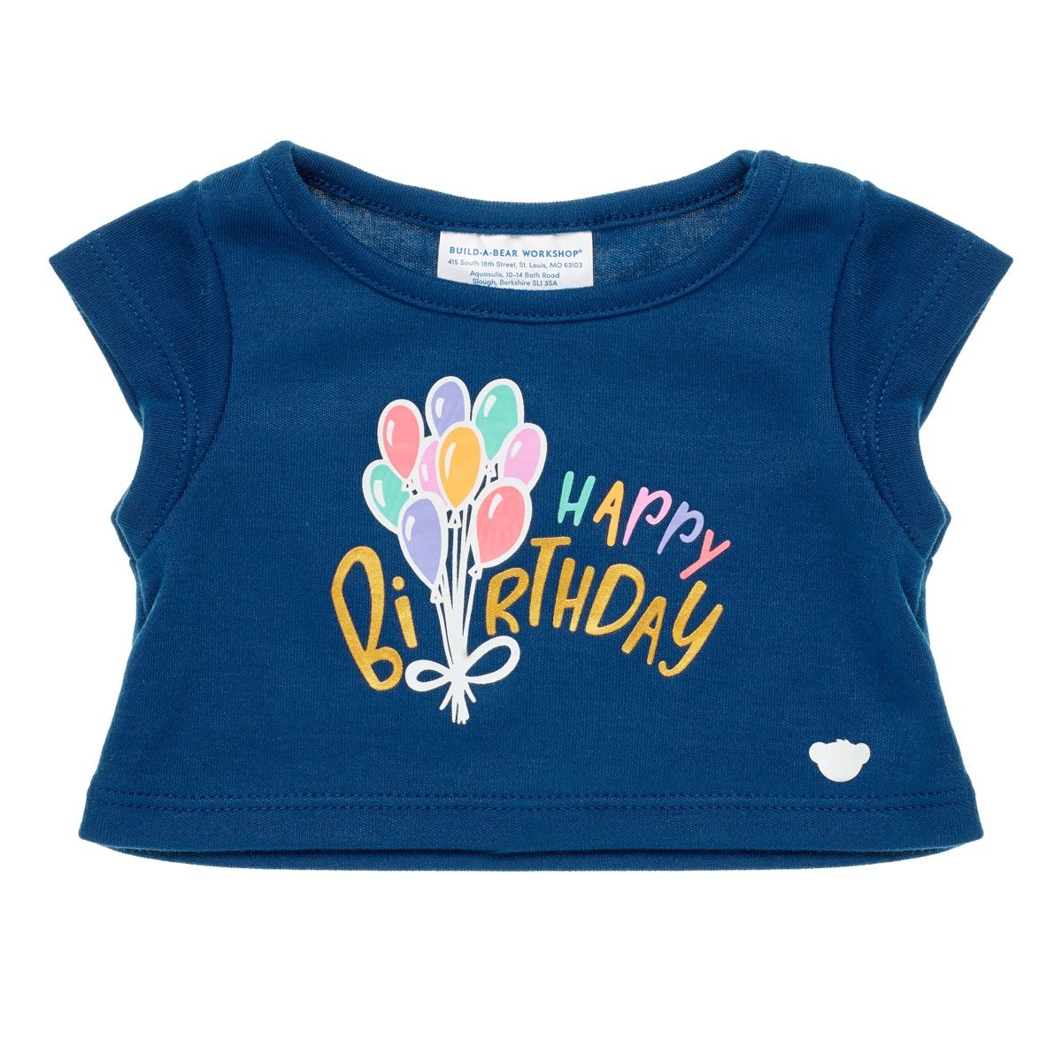 BUILD A BEAR - Polera Build a Bear cumpleaños azul globos