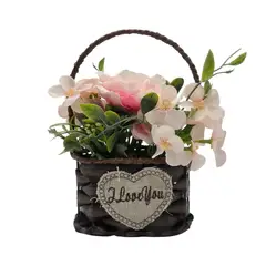 GENERICO - Planta Artificial Canastito Macetero Cordel Ovalado Deco - Rosa