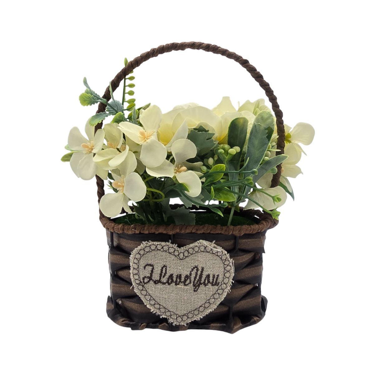 GENERICO - Planta Artificial Canastito Macetero Cordel Ovalado Deco - Amarillo