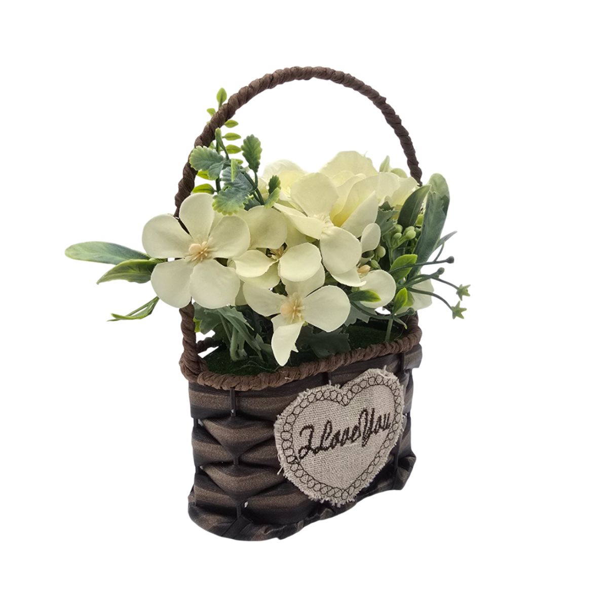 GENERICO - Planta Artificial Canastito Macetero Cordel Ovalado Deco - Amarillo