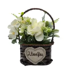 GENERICO - Planta Artificial Canastito Macetero Cordel Ovalado Deco - Blanco