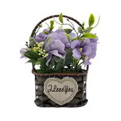 GENERICO - Planta Artificial Canastito Macetero Cordel Ovalado Deco - Purpura
