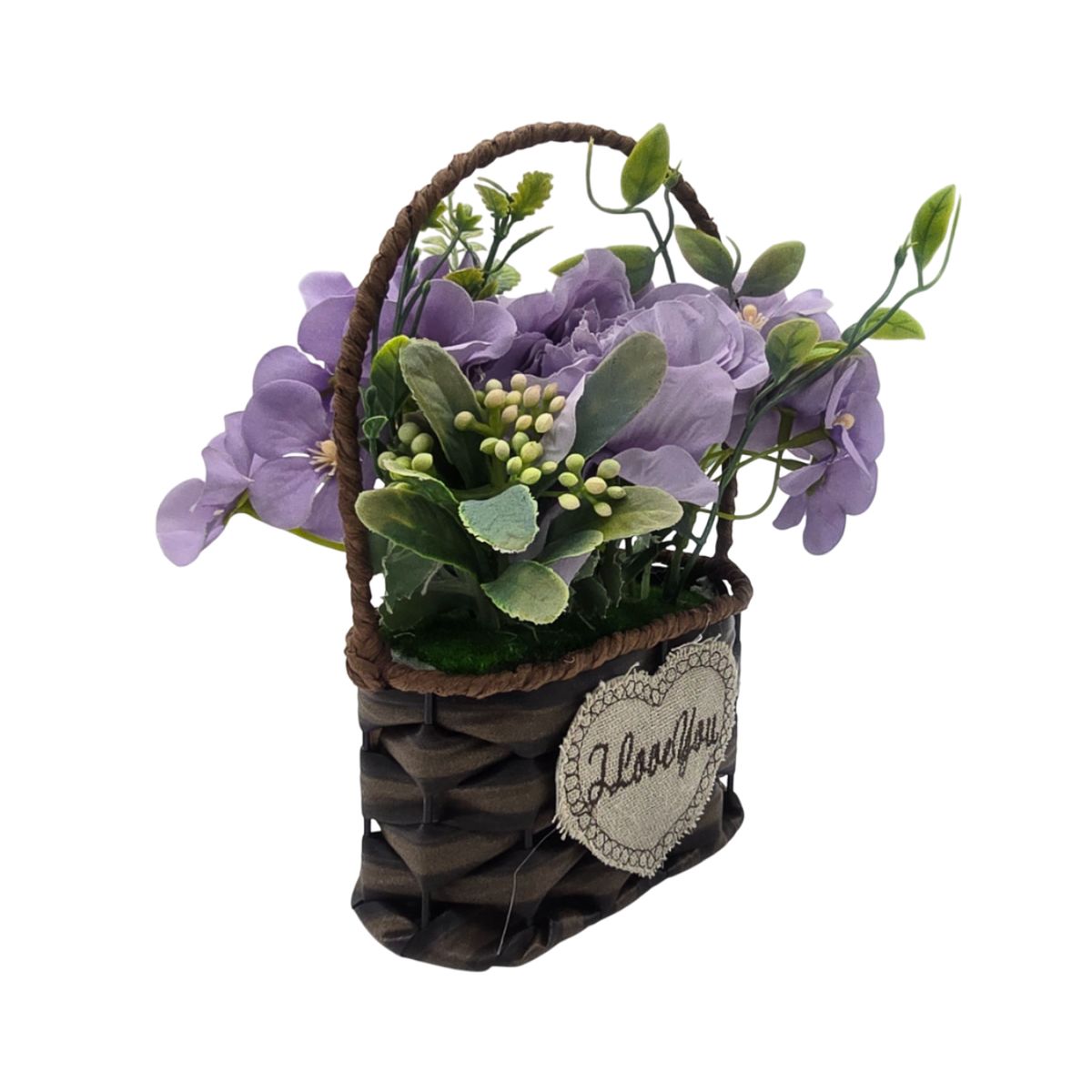 GENERICO - Planta Artificial Canastito Macetero Cordel Ovalado Deco - Purpura