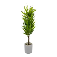 GENERICO - Planta Artificial Bambu Decorativa Macetero Plastico Blanco