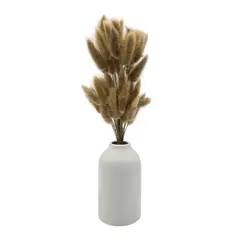 GENERICO - Florero De Ceramica Decorativo Blanco Ovalado Flores Secas