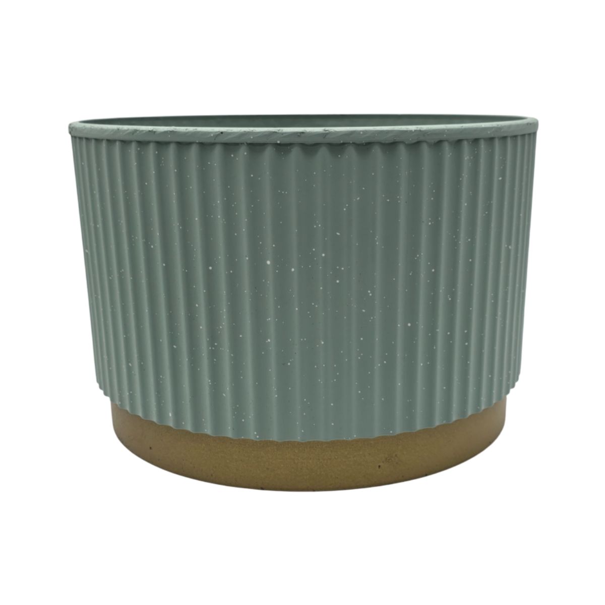 GENERICO - Macetero Plastico Redondo Bajo Premium Verde Base Dorado