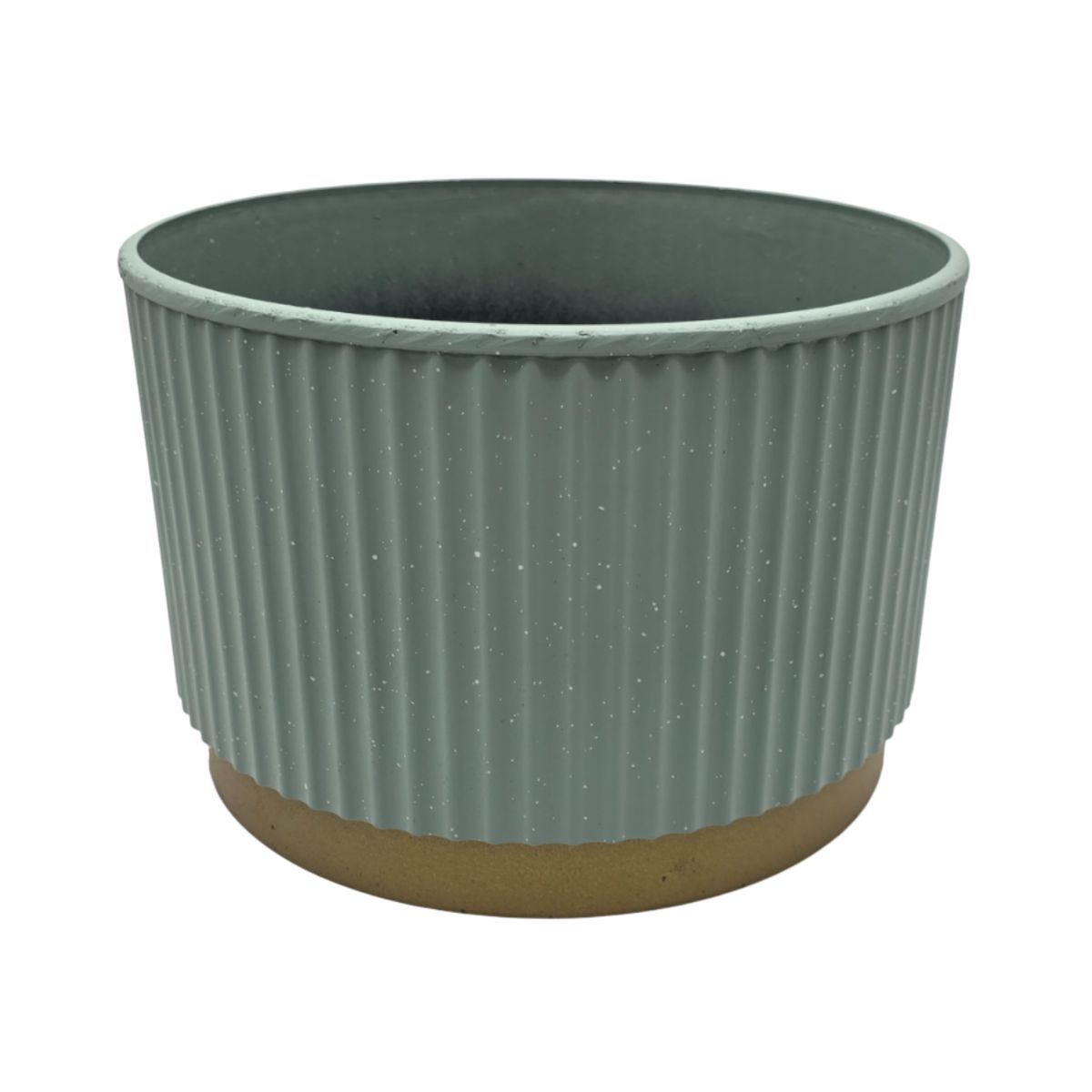 GENERICO - Macetero Plastico Redondo Bajo Premium Verde Base Dorado