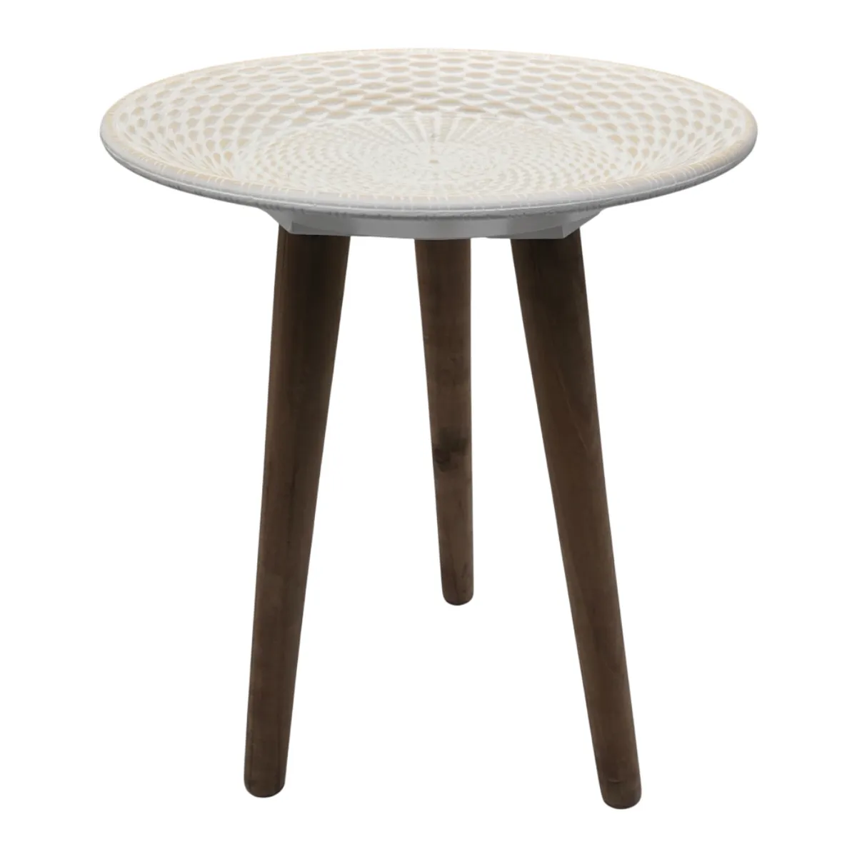 GENERICO - Mesa De Centro Redonda Blanca Mesa Lateral Auxiliar Living