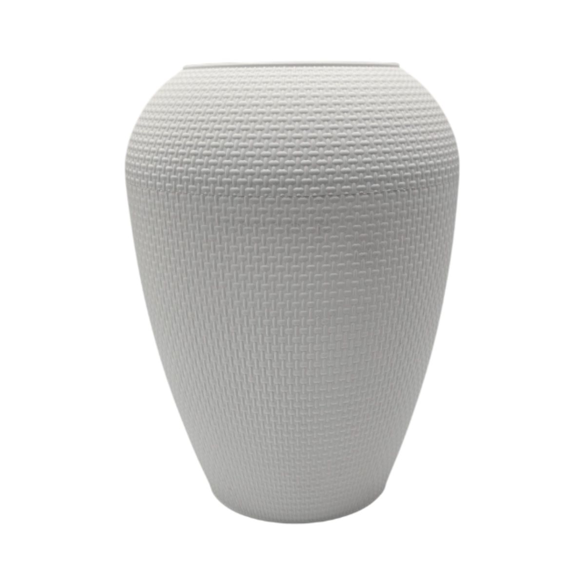 GENERICO - Macetero Plastico Redondo Ovalado Moderno Con Textura M - Blanco