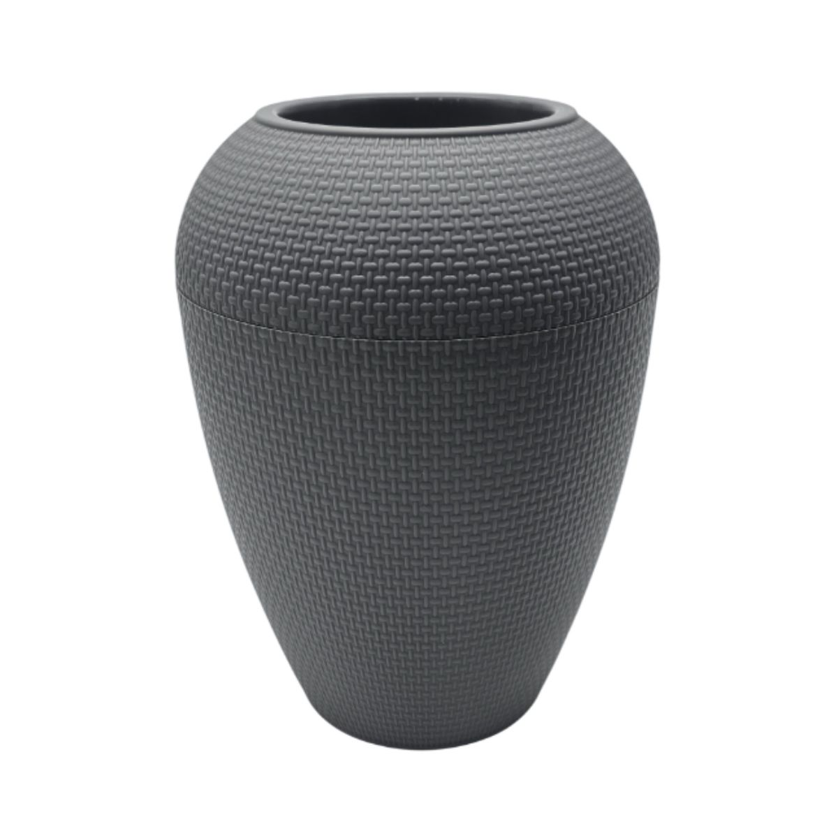 GENERICO - Macetero Plastico Redondo Ovalado Moderno Con Textura M - Gris