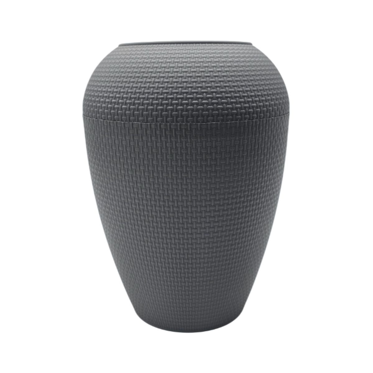 GENERICO - Macetero Plastico Redondo Ovalado Moderno Con Textura M - Gris