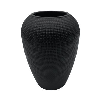 Imagen 2 del producto Set 2 Maceteros Plastico Redondo Ovalado Moderno Textura M - Negro