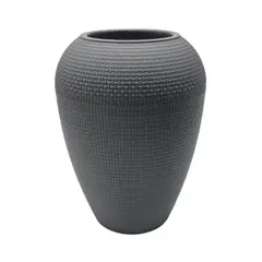 GENERICO - Macetero Plastico Redondo Ovalado Moderno Con Textura M - Gris
