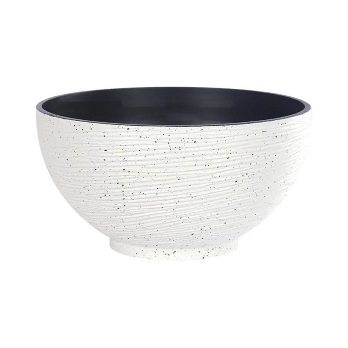 GENERICO - Macetero Plastico Semi Esfera Premium Diseño a Rayas S - Blanco