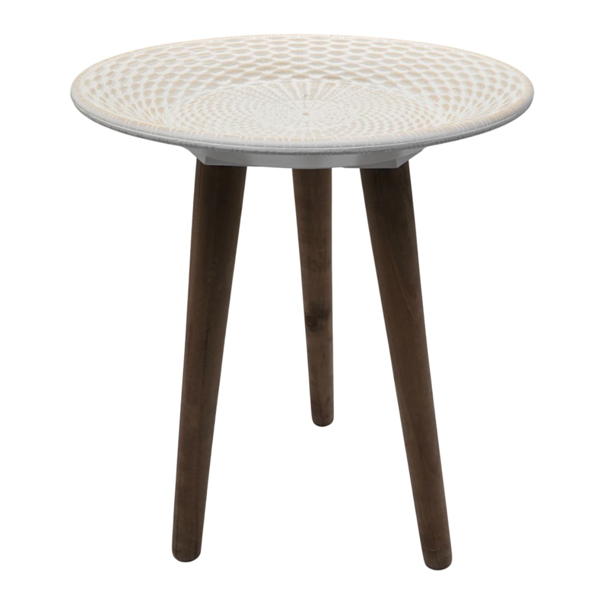 GENERICO - Mesa De Centro Redonda Blanca Mesa Lateral Auxiliar Living