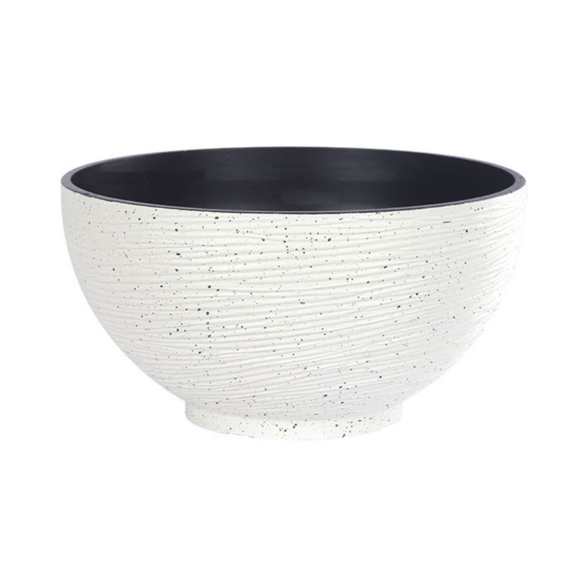 GENERICO - Macetero Plastico Semi Esfera Premium Diseño a Rayas M - Blanco