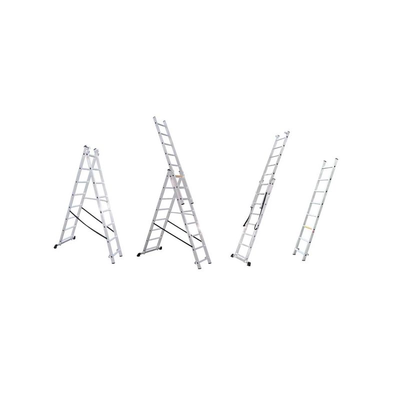 BOLTON - Escalera Bolton de Aluminio Combinada con 3 Cuerpos de 9 Peldaños 384 - 570 Metros