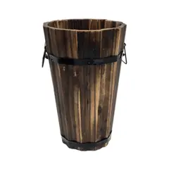 GENERICO - Macetero De Madera Tipo Barril Largo Bajo Jardin Terraza S