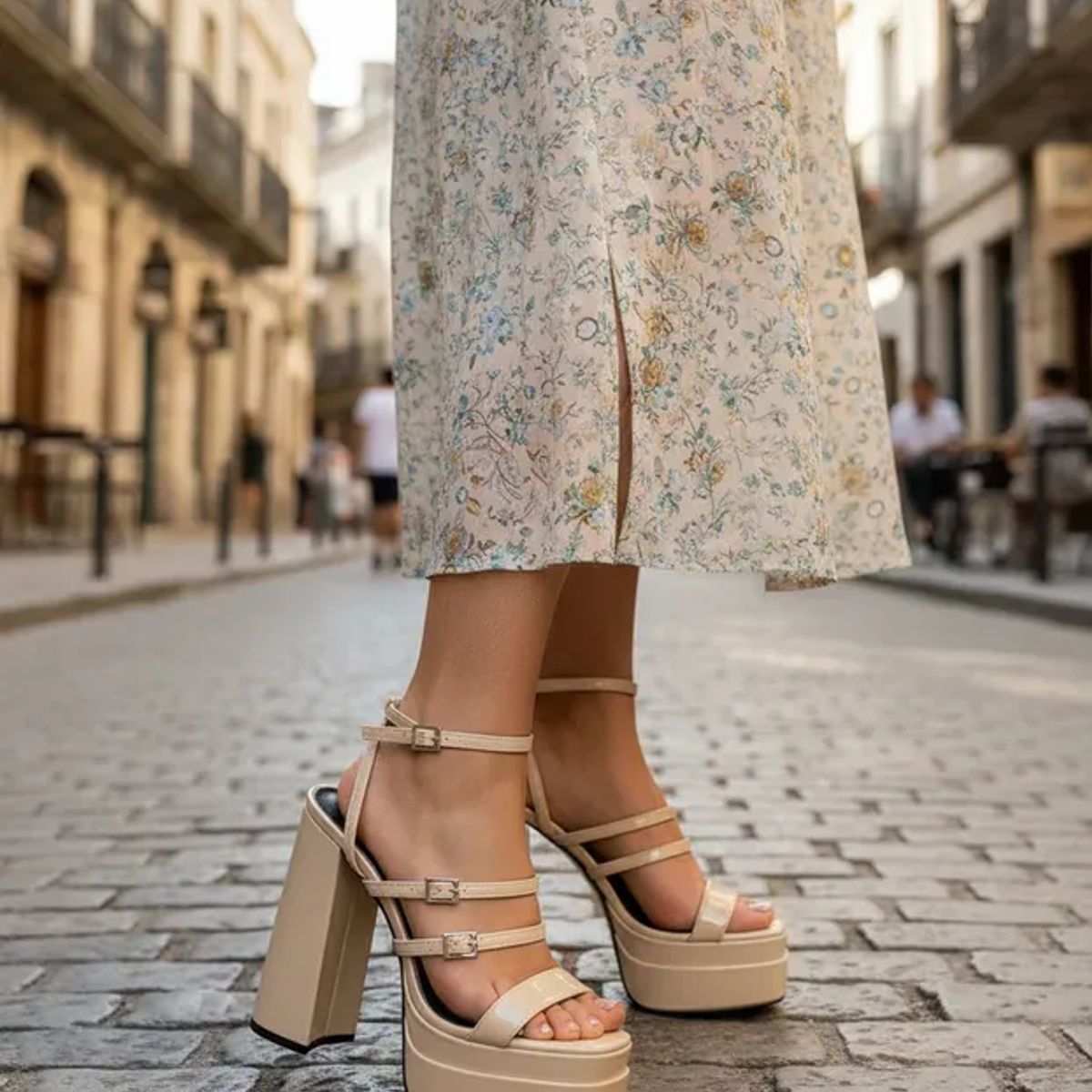 BOVINITA - Sandalias Tacones Mujer Plataforma Alta Taco Grueso Fiesta