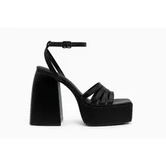 BOVINITA - Sandalias Mujer Negras Plataforma Alta Taco Ancho Fiesta