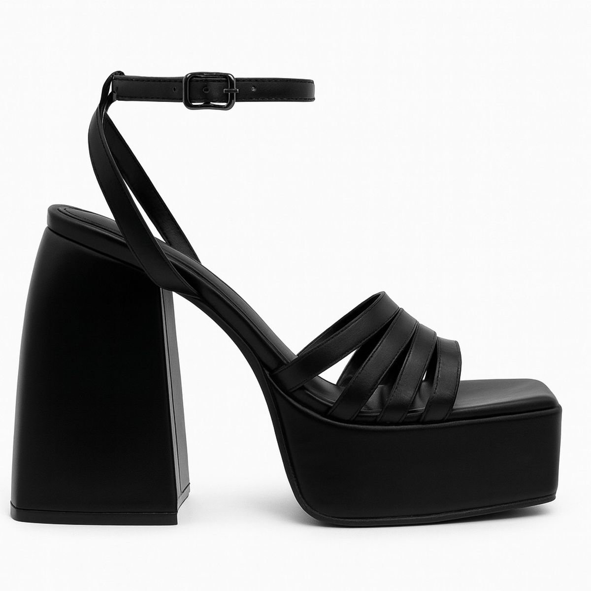 BOVINITA - Sandalias Mujer Negras Plataforma Alta Taco Ancho Fiesta