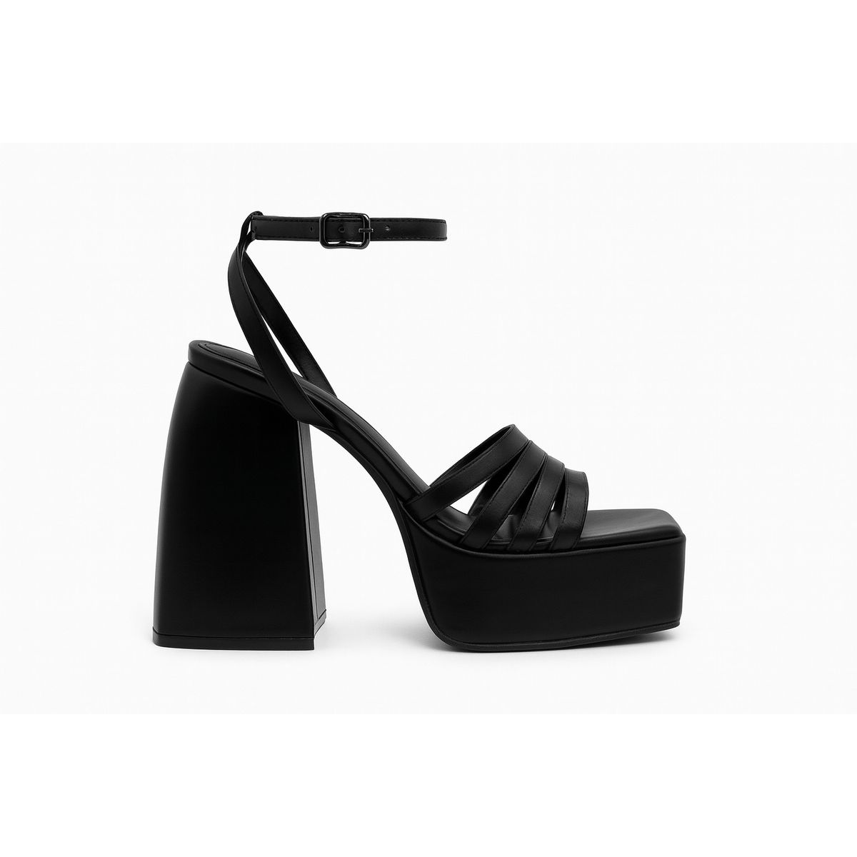 BOVINITA - Sandalias Mujer Negras Plataforma Alta Taco Ancho Fiesta