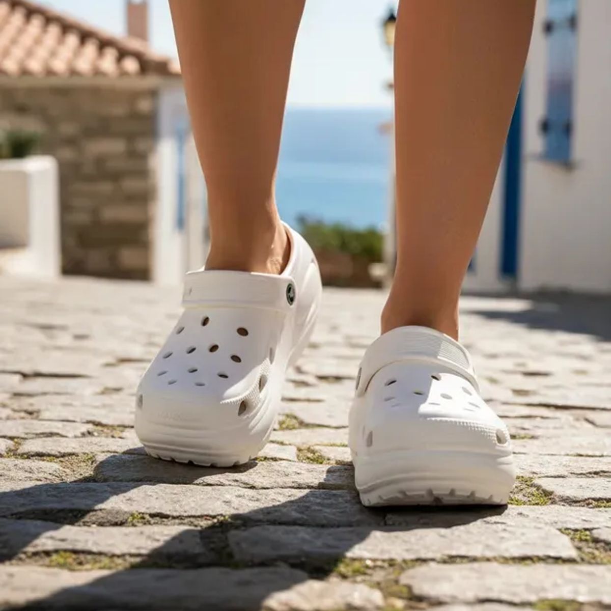 BOVINITA - Zueco mujer plataforma blanca liviana alta comoda