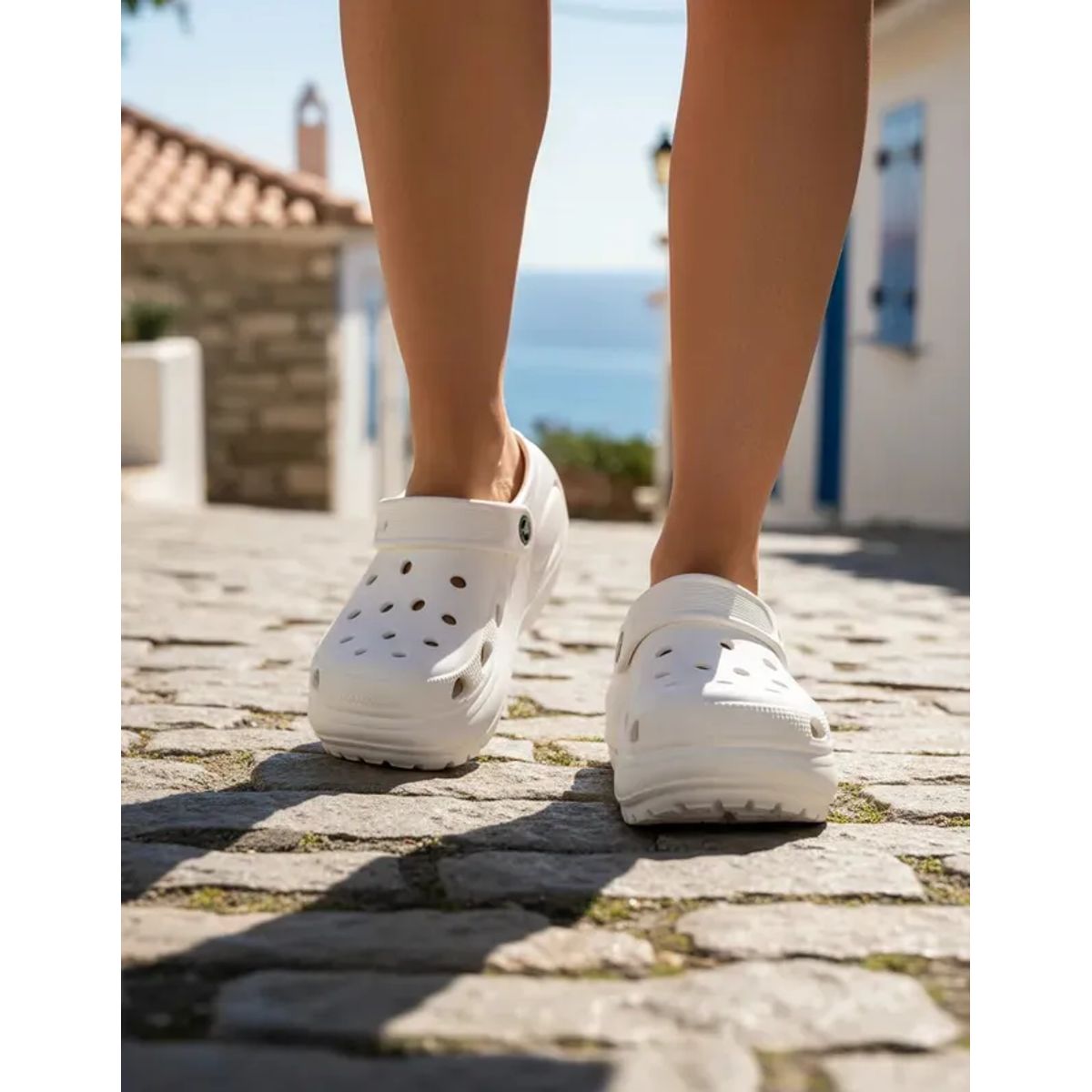 BOVINITA - Zueco mujer plataforma blanca liviana alta comoda