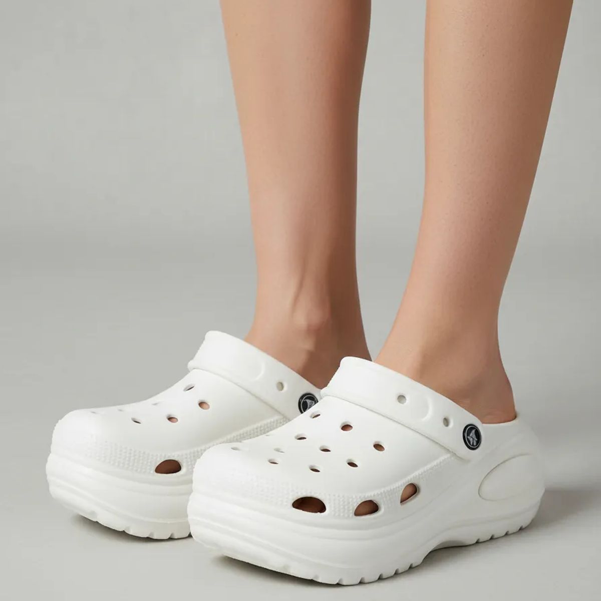 BOVINITA - Zueco mujer plataforma blanca liviana alta comoda