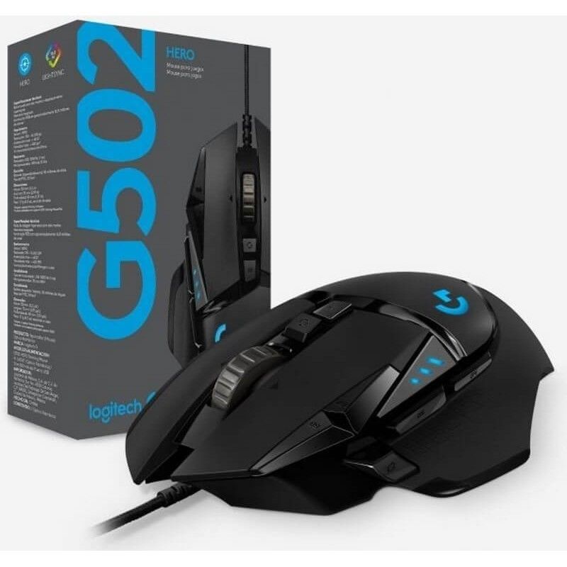LOGITECH - Mouse Gamer Logitech G502 Sensor Hero 11 Botones - 25k Dpi Color Negro