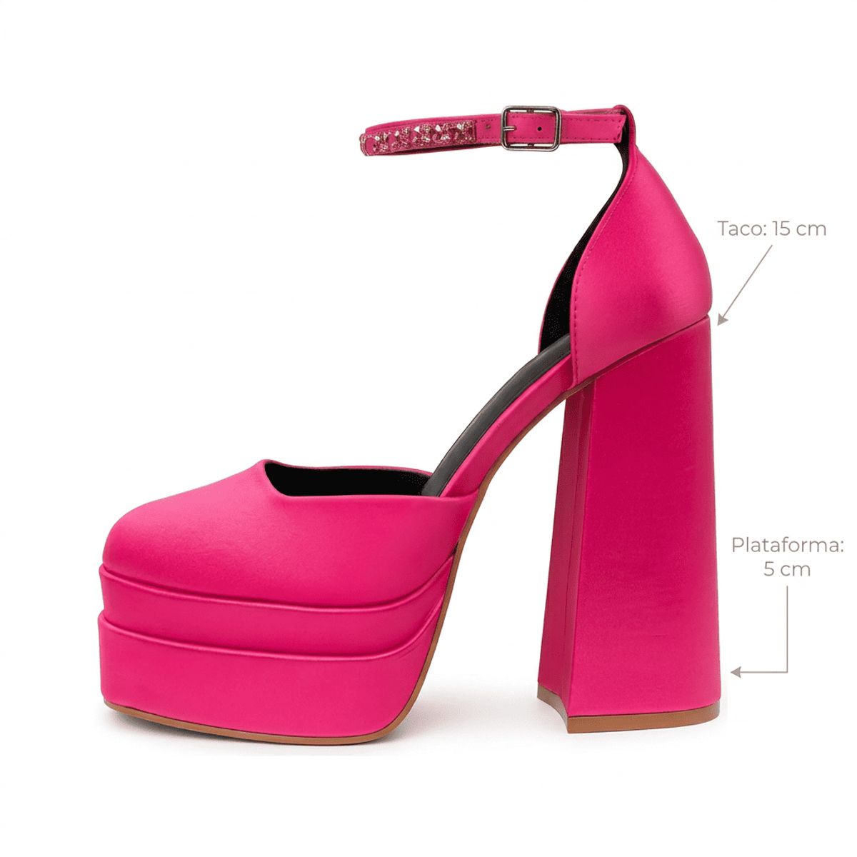 BOVINITA - Tacos Mujer Fucsia Plataforma Alta Taco Ancho Fiesta