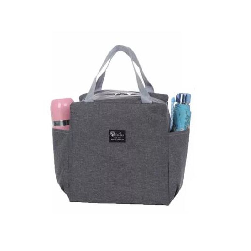 GENERICO - Lonchera Bolso Térmico Portátil Para Almuerzo Lunch 25x25cm Color Gris