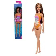 BARBIE - Muñeca playa traje de baño naranja flores tropicales