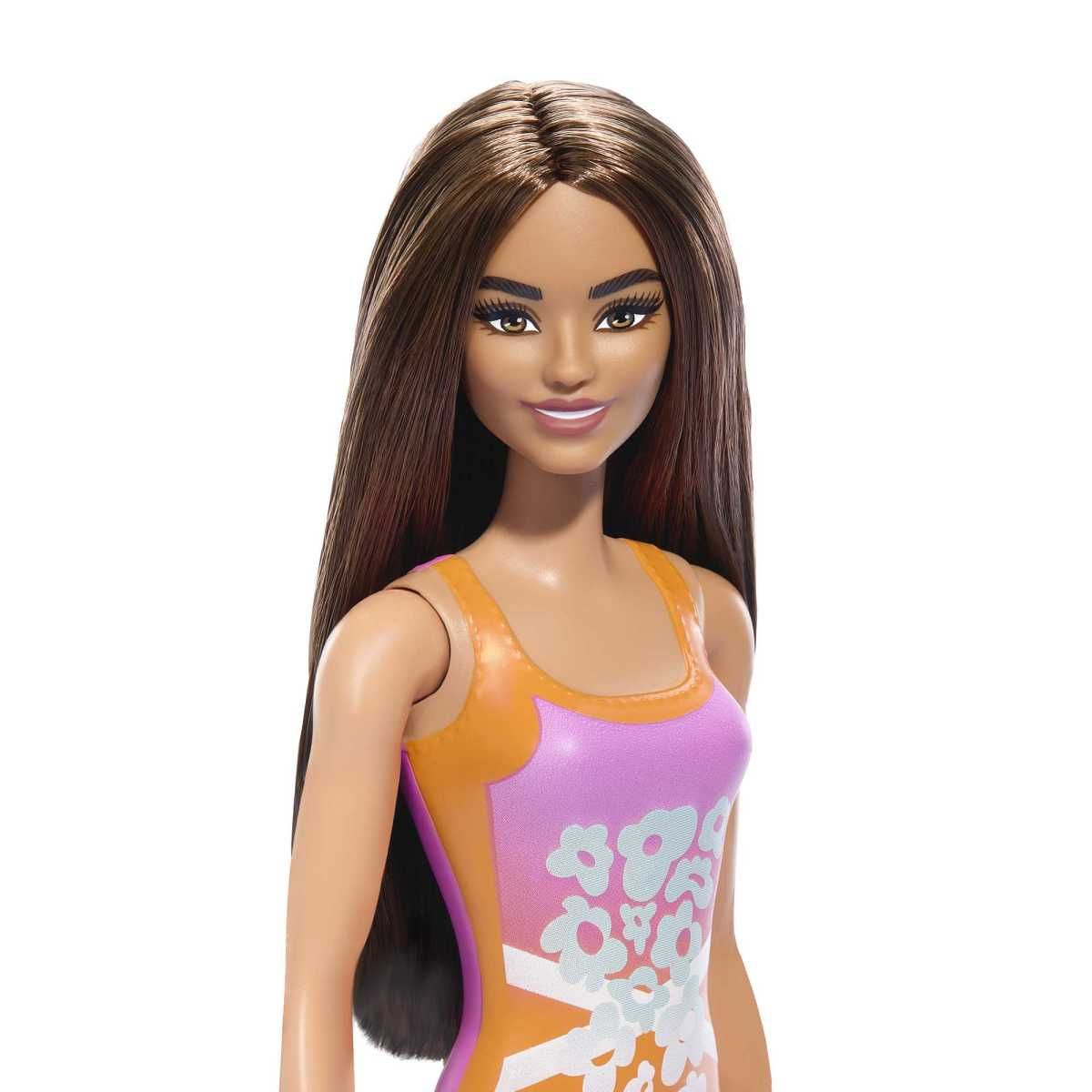 BARBIE - Muñeca Barbie playa traje de baño naranja flores tropicales