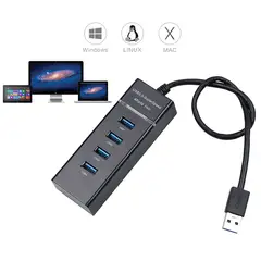 GENERICO - Hub Usb 3 4 Puertos De Alta Velocidad Indicador Led Azul
