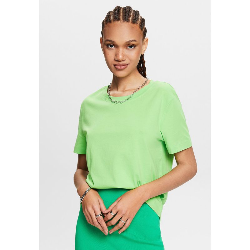 ESPRIT - Polera De Algodón Con Cuello Redondo Mujer Esprit ESPRIT