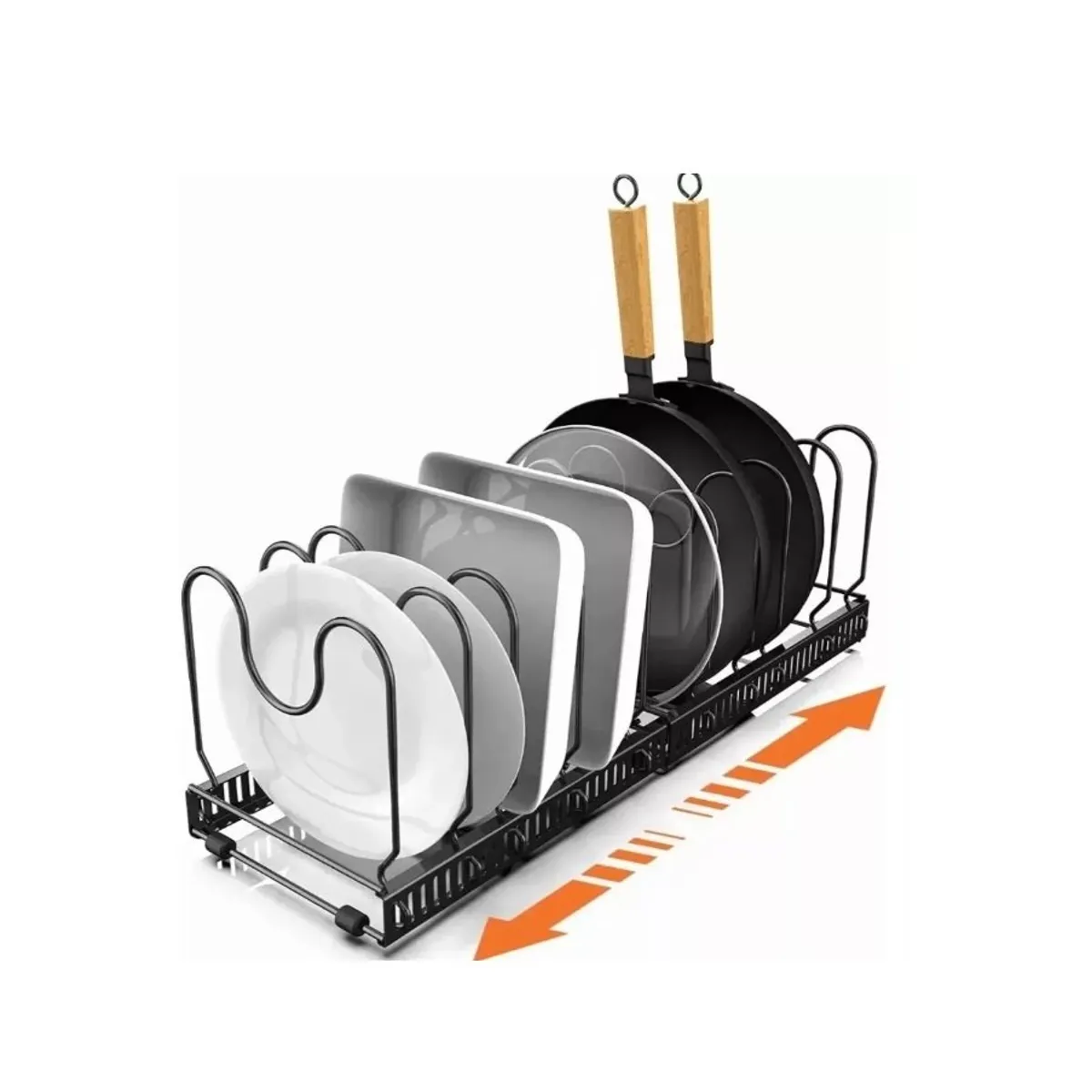 GENERICO - Organizador Tapas Ollas Expansible Estante Cocina Sartén Negro