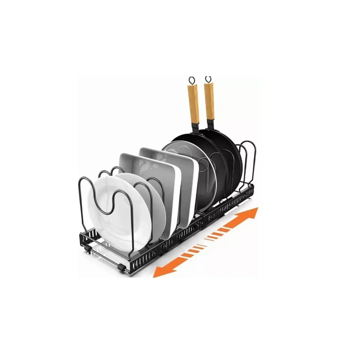 GENERICO - Organizador Tapas Ollas Expansible Estante Cocina Sartén Negro