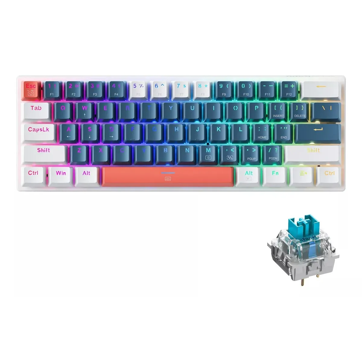 MUNDO MAGIA - Teclado Mecánico 60% Gamer Machenike Rgb Pc