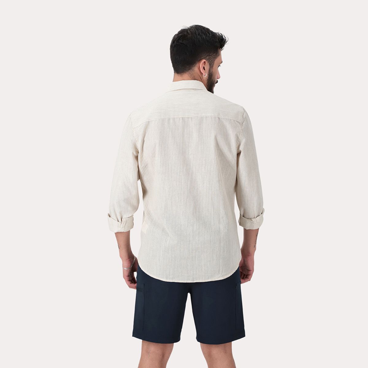 GANGSTER - Camisas ML Fake Linho Tucuma Beige Gangster