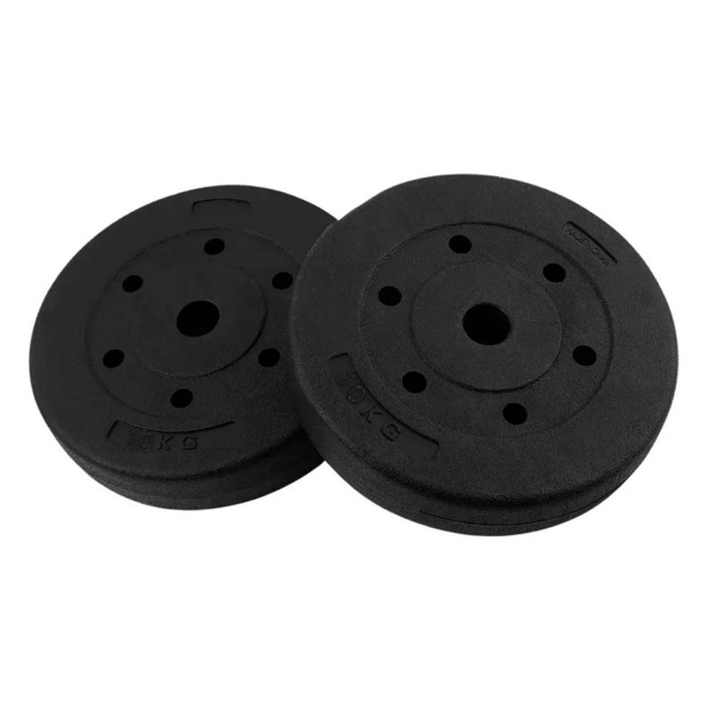 MUNDO MAGIA - Set 2 Discos Preolímpicos Pvc 10 Kg C/u Total 20kg Negro